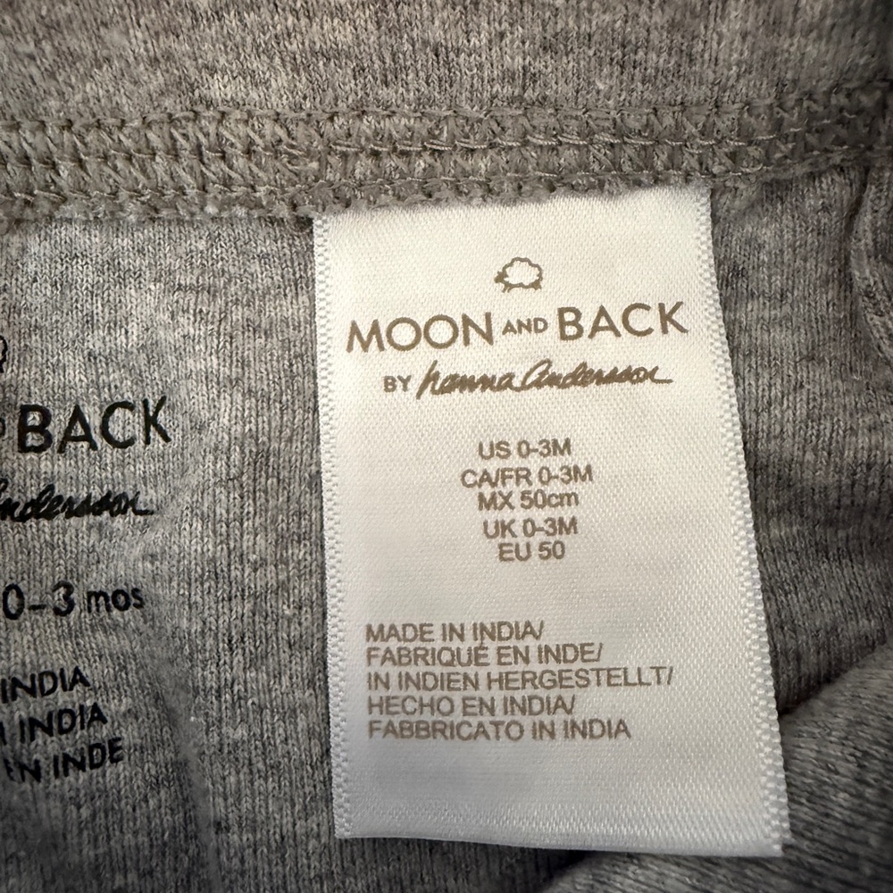 Moon and Back by Hanna Andersson Gray Baby pants Tag